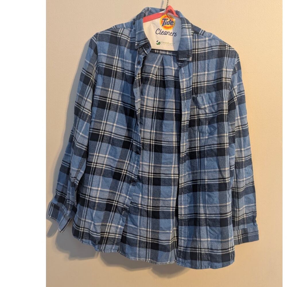 M&S Men’s Blue Plaid Button Up Shirt Size Medium